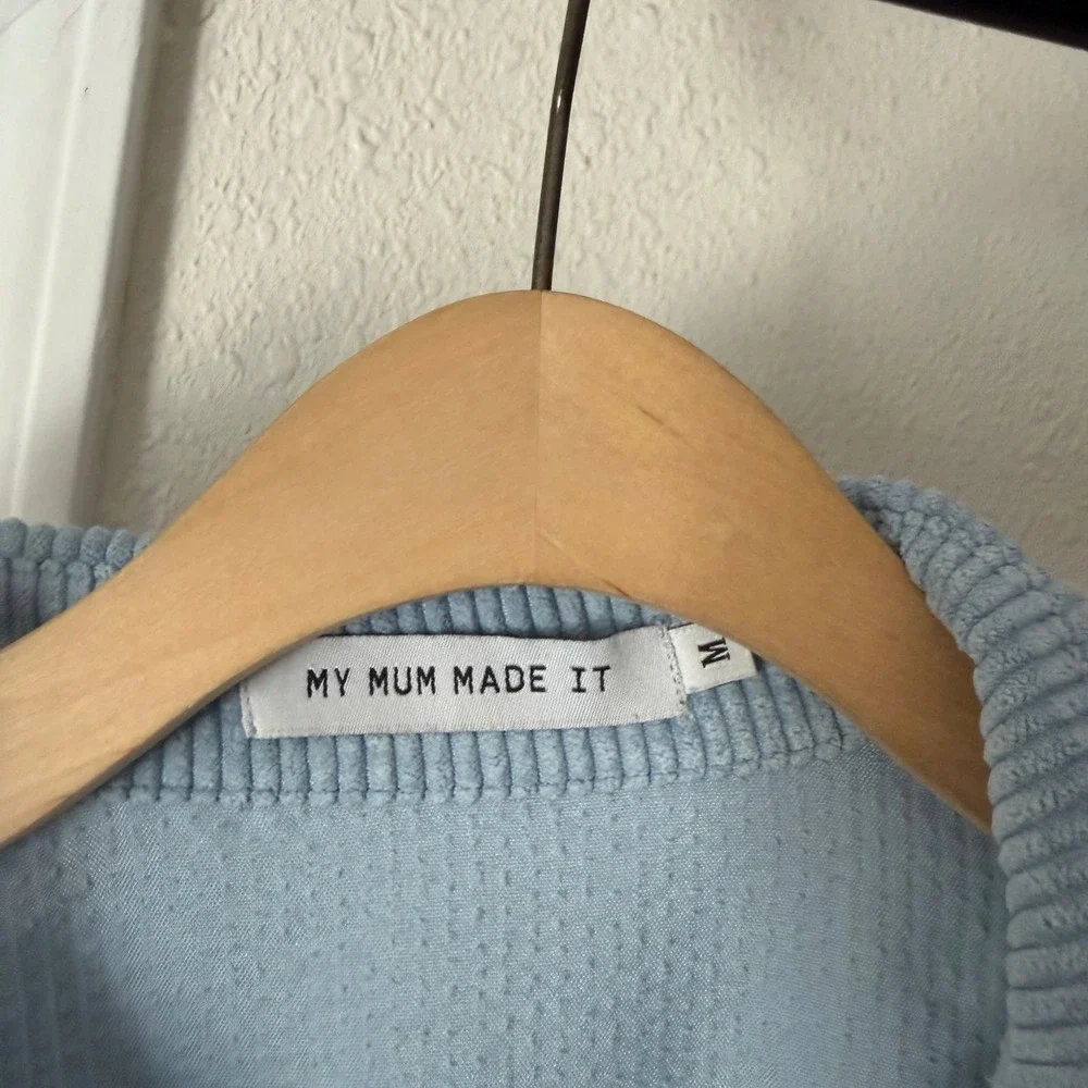 MY MUM MADE IT dusty blue corduroy snap button up oversized shirt jacket shacket